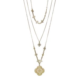 Filigree Quatrefoil 3 Layer Necklace